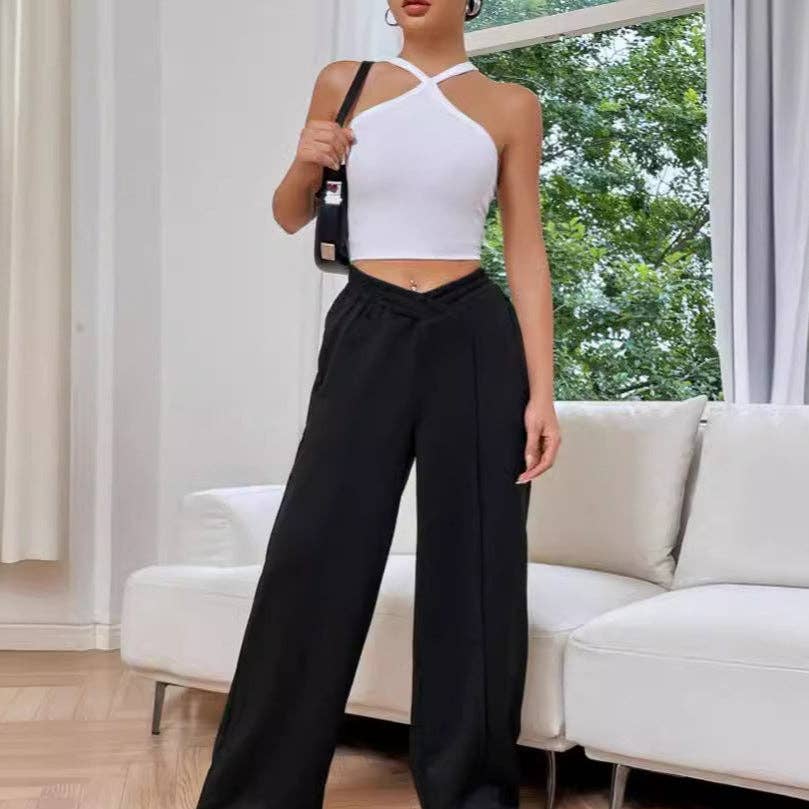 safistyle - Wholesale Pants - Women's - Women’s Solid Color Wide Leg Casual Pants5