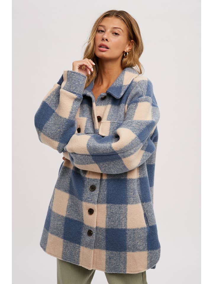 Bluivy – Engroshandel Frakke - Dame – BØRSTET PLAID OVERDIMENSIONERET FRAKKE13