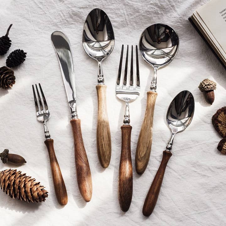 Gohobi – Großhandel Bestecksets – Gohobi Besteckset mit Holzgriff, 6-teilig