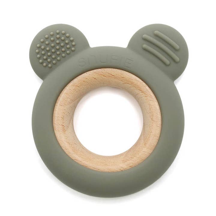 Soft Bear Wood & Silicone Teether | OLIVE for wholesale by Snufie