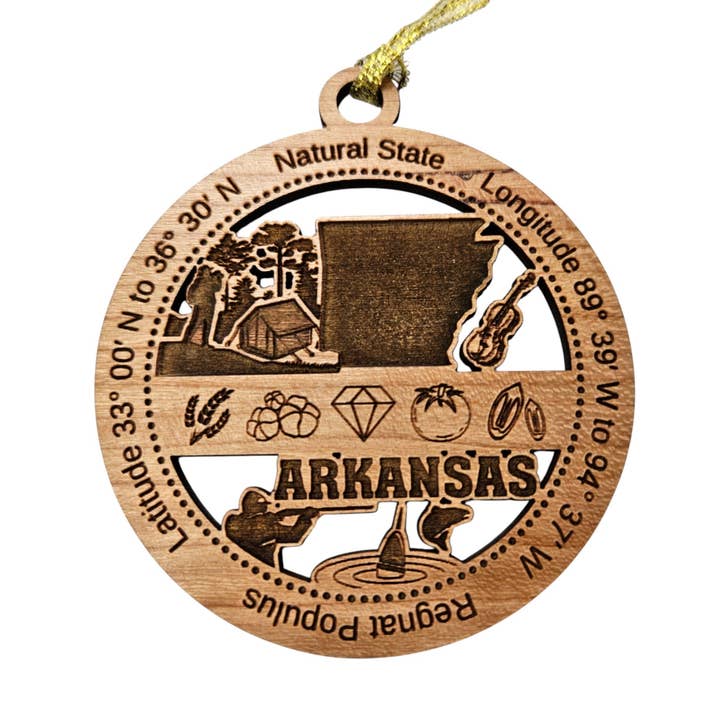 Arkansas Wood Ornament - Souvenir Collage - 15625 for wholesale by Happy Wood Products
