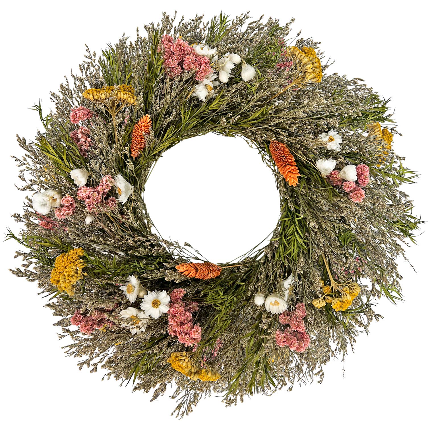 2626 Designs - Wholesale Wreath - Preserved Botanical Wreath – Natural Mixed Blooms0