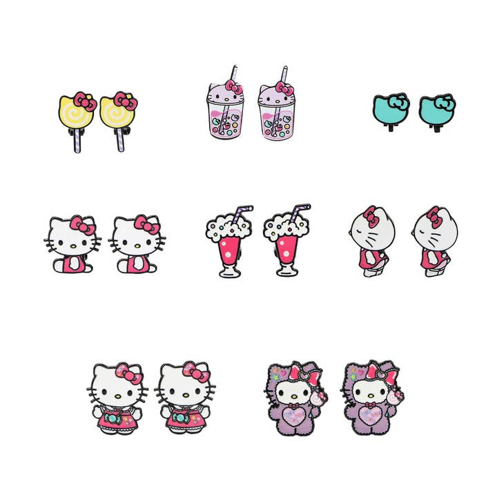 Hello Kitty Popsicle Dream 8 Pack Clip On Earring Set for wholesale by Bioworld Merchandising