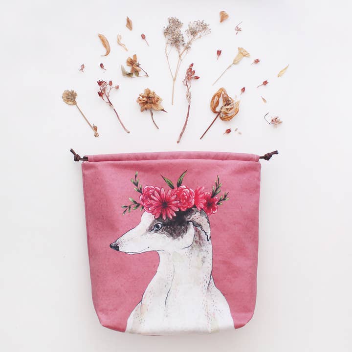 The Blue Rabbit House - Wholesale Drawstring bag – women's - Rosie the Dog | Project Bag