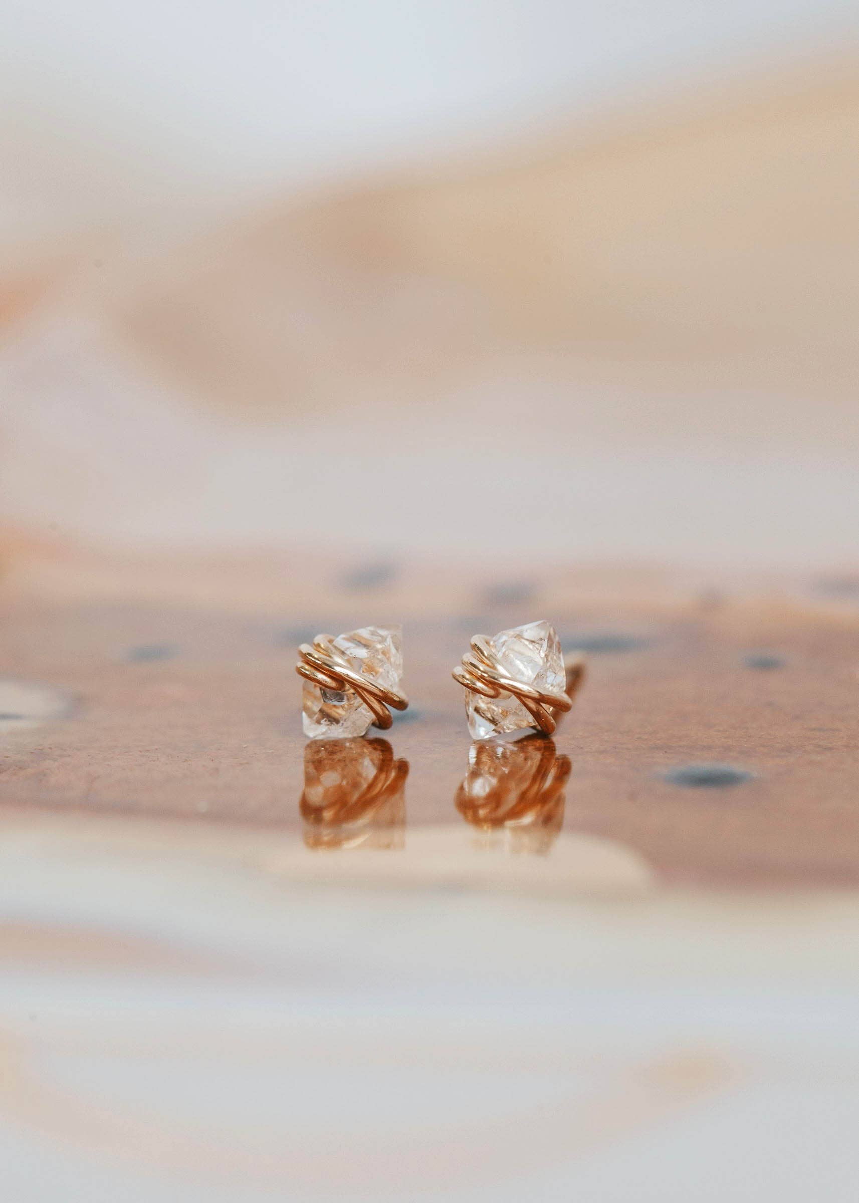Hello Adorn - Wholesale Stud/Post Earrings - Herkimer Diamond Studs | 14kt Gold Fill + Sterling Silver5