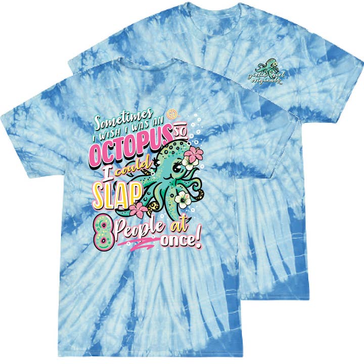 2568 Octopus Slap SS-Spider Baby Blue for wholesale by Girlie Girl Originals