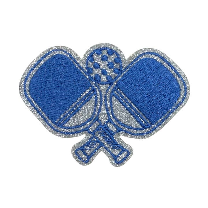 Glitterblå Pickleball, Sport, Broderad, Påstrykbar Patch för wholesale av Wholesale Applique