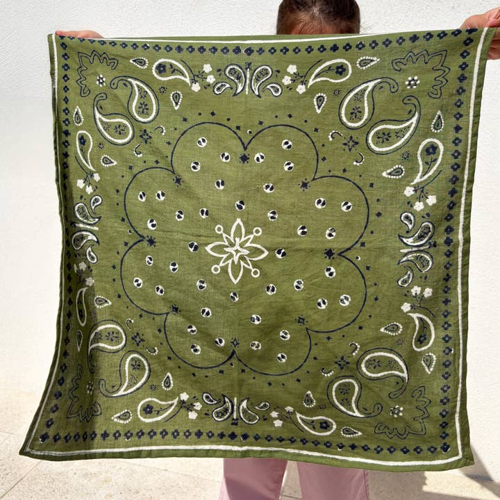 Milinane - Wholesale Scarf - Women's - Scarf 100x100 - Oscar - Khaki Bandana0