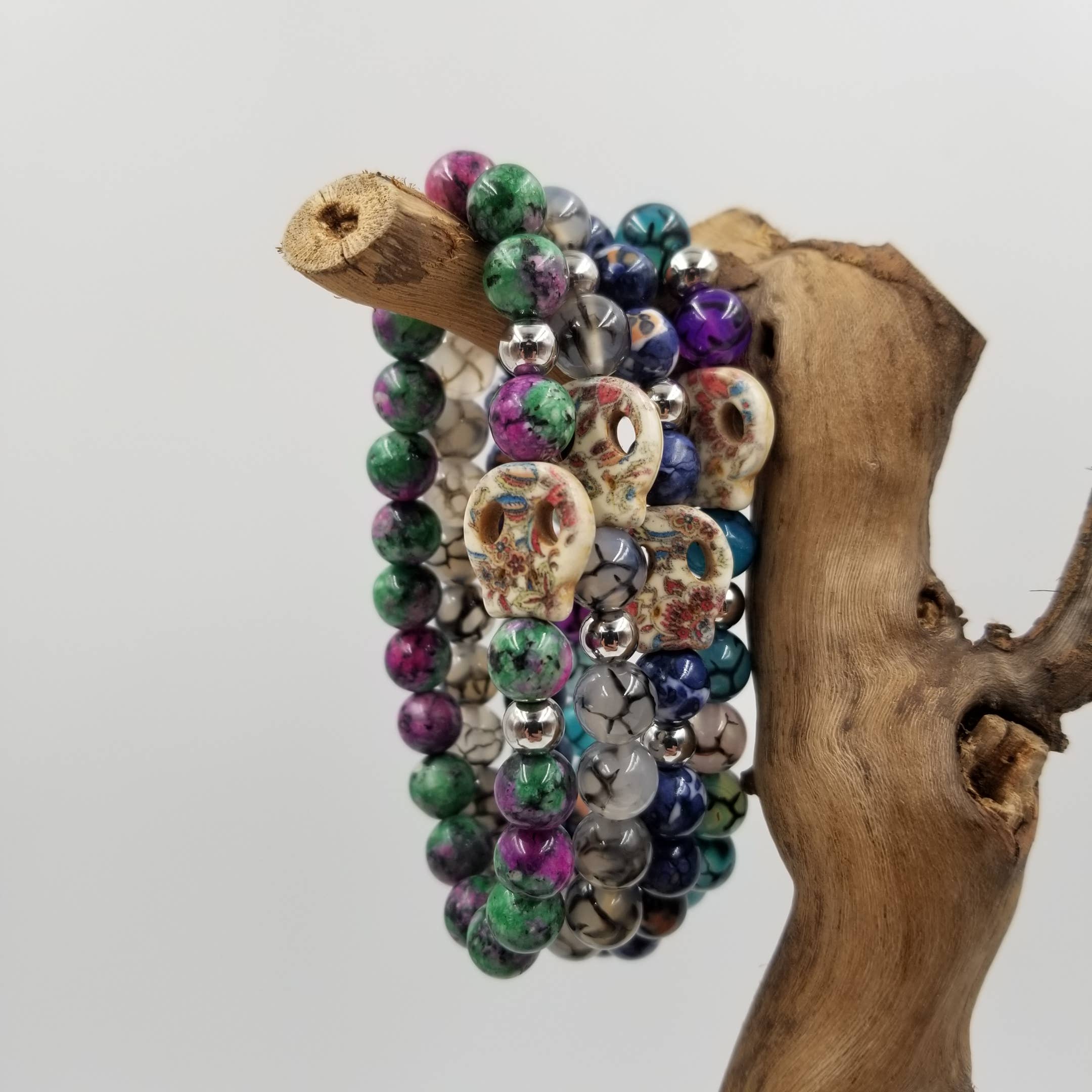 CHAKRA JEWELRY - Wholesale Armband met kralen - Natuurstenen armband met Halloween Death Skull 3