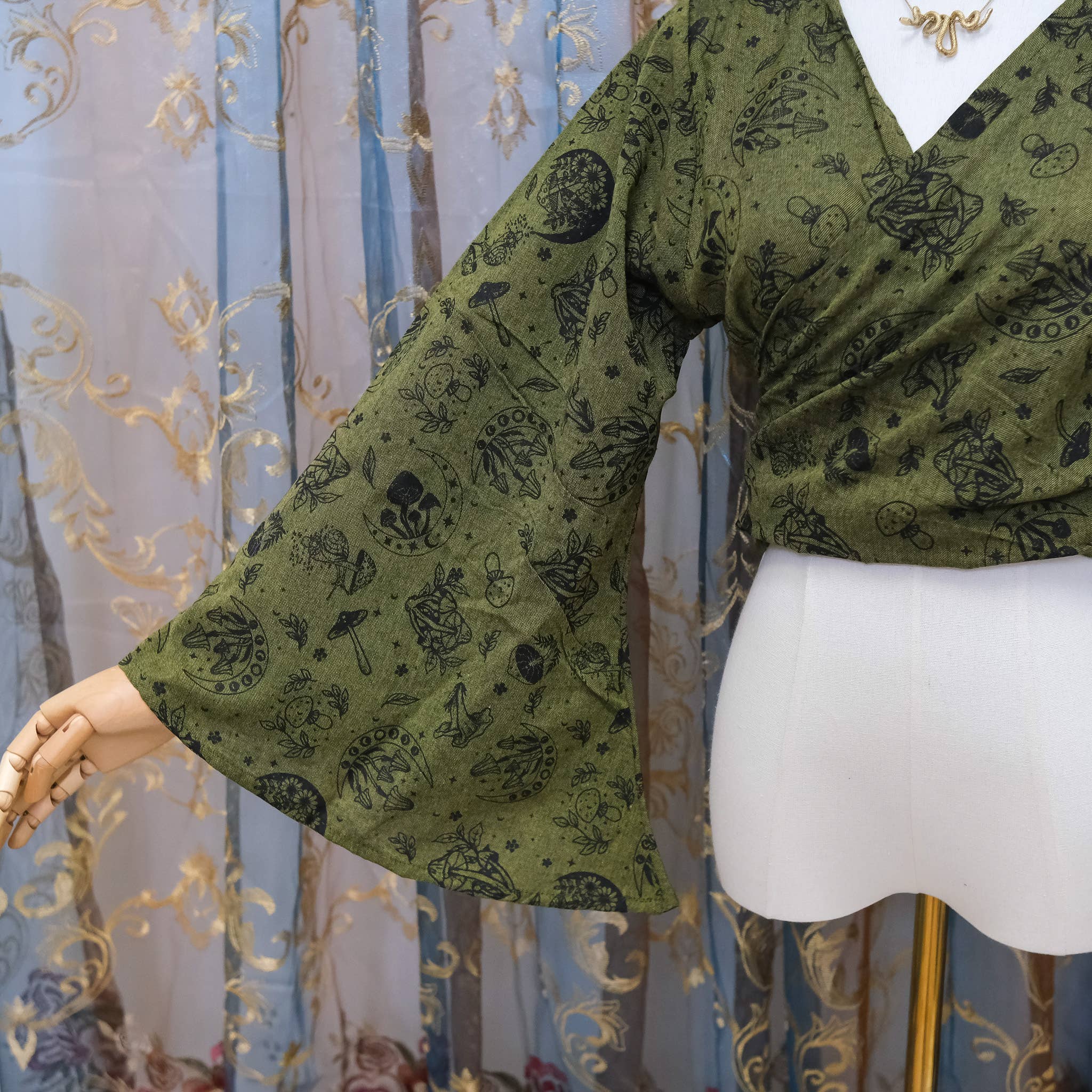 Karma Nepal Crafts - Wholesale Blouse - Women's - 3 Way Cotton Wrap Top with Mushroom Print21