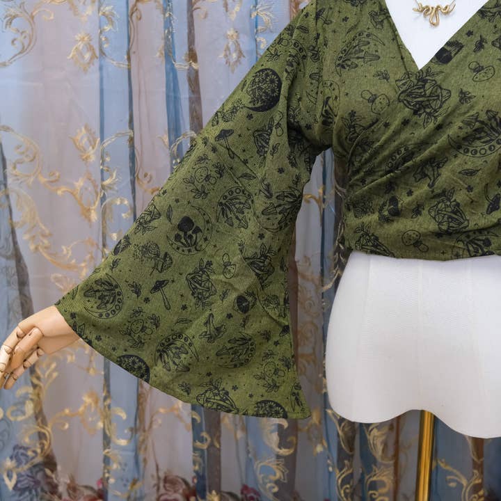 Karma Nepal Crafts - Wholesale Blouse - Women's - 3 Way Cotton Wrap Top with Mushroom Print21