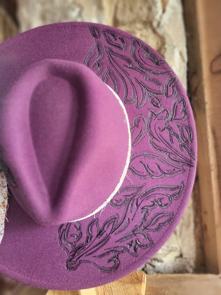 Free-Hand Burned Hat for wholesale by The Broody Hen