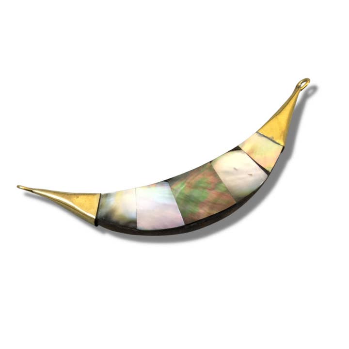 Only Beads - Vendita all'ingrosso Ciondolo/pendente - Ciondolo a mezzaluna con banana e abalone per gioielli bohemien.1