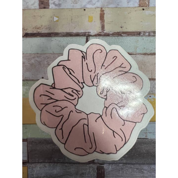 Pink Scrunchie Vinyl Sticker for wholesale by Stationary Bliss