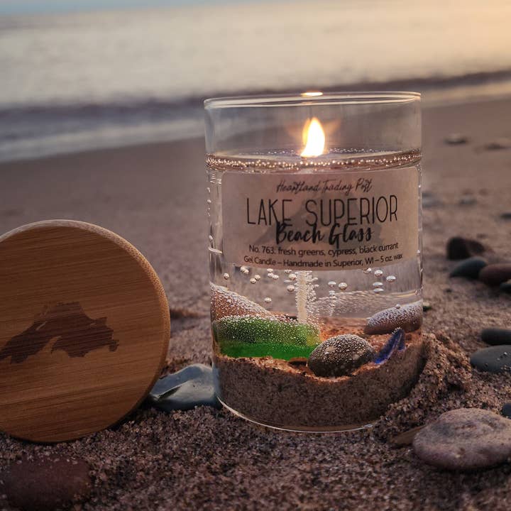 Lake Escape Candle Co. - Wholesale Jar/Filled Candle - 5 oz. Lake Superior "Beach Glass" Gel Candle (1-Wick)