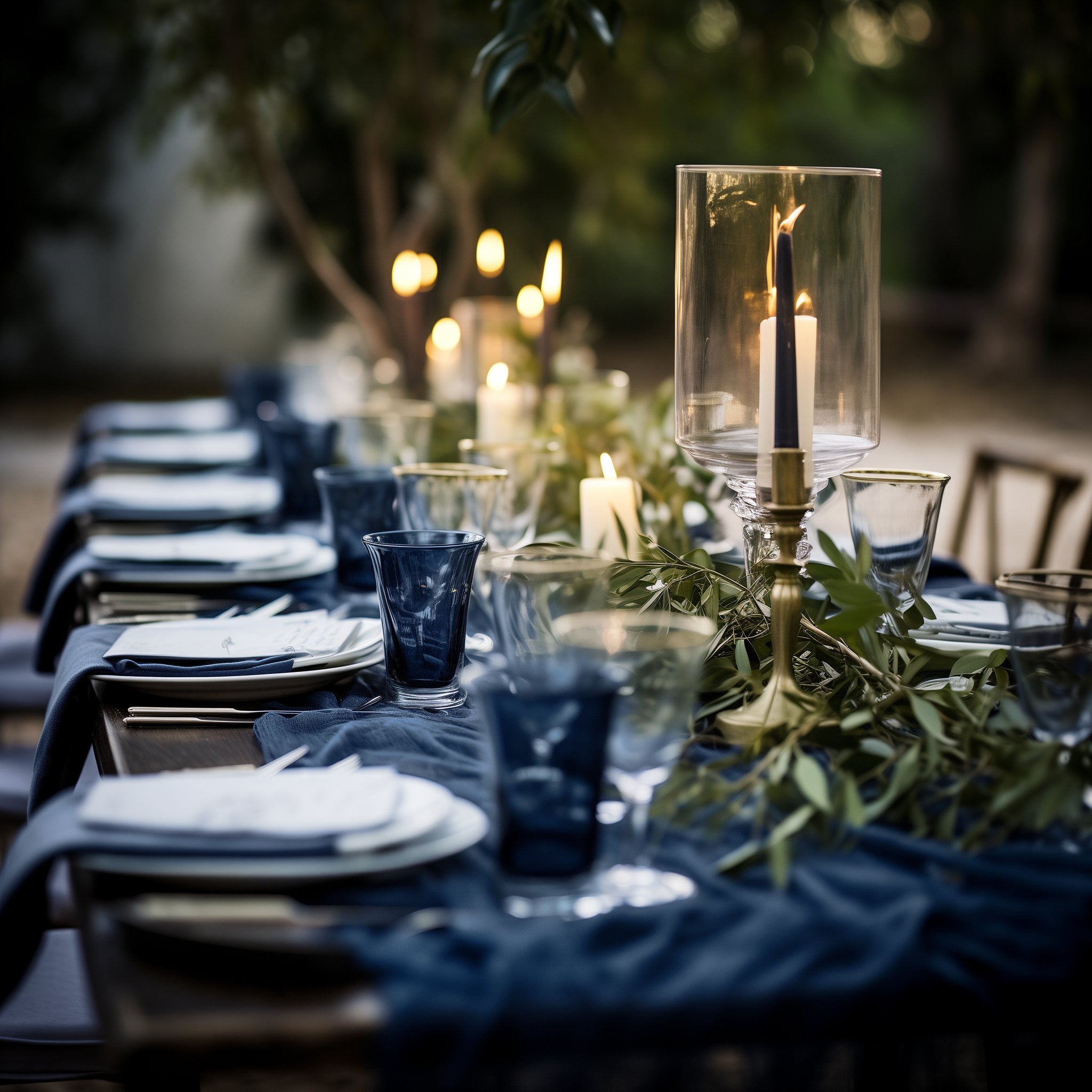 AVAGANTE Design – wholesale Table runner – Table runner -  crinkled cheesecloth runner - Navy blue3