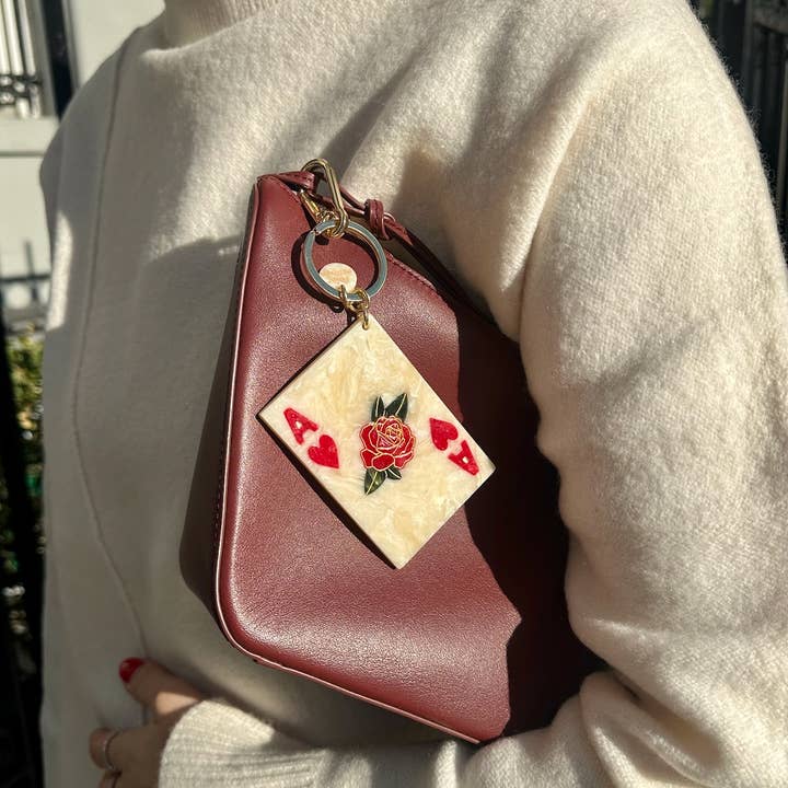 Solar Eclipse - Wholesale Keychain - Women's - Hand-Painted Ace of Hearts Bag Charm + Keychain Eco-Friendly