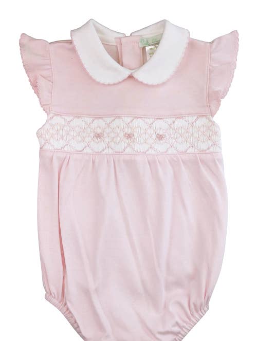 Baby Threads – wholesale Bodysuit (non-footed) – Baby – Bows Hand Smocked Pima Cotton Baby Girl Romper0
