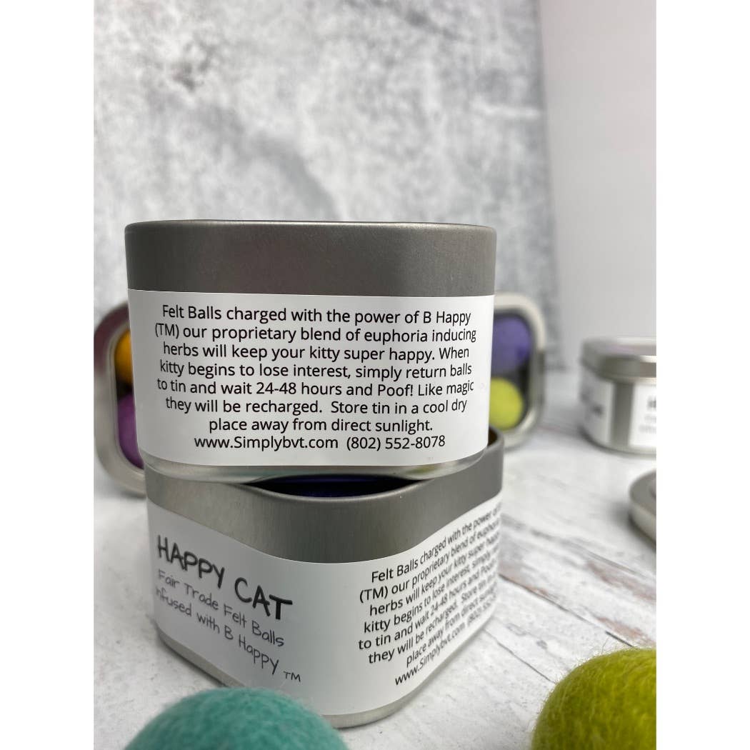 Simply B Vermont - Wholesale Pet Toy - Cat - Happy Cat, Catnip Infused Felted Balls Gift Tin3