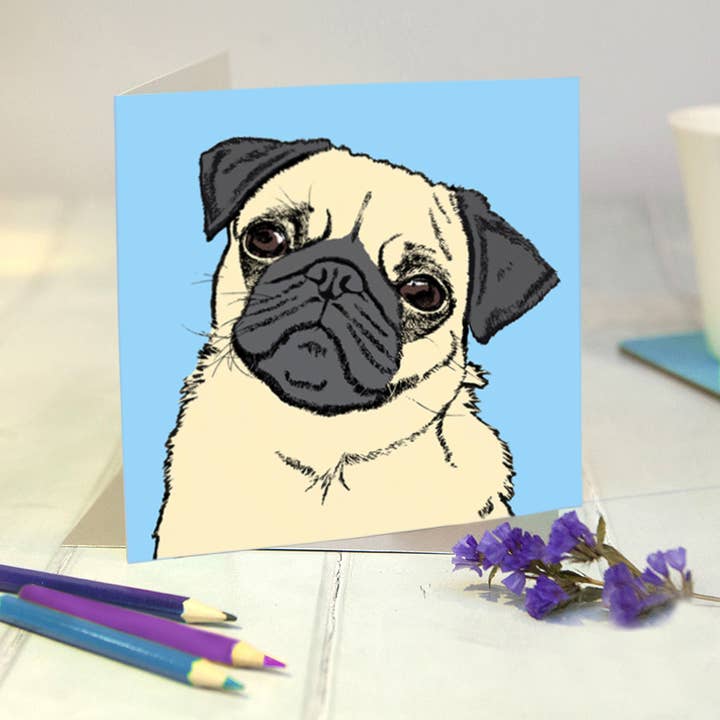 Mops födelsedagskort för wholesale av Buggle Betty Productions