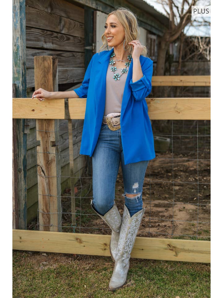 Andrée by Unit - Wholesale Blazer - Women's - PLUS SIZE Open Front Relaxed Boyfriend Blazer