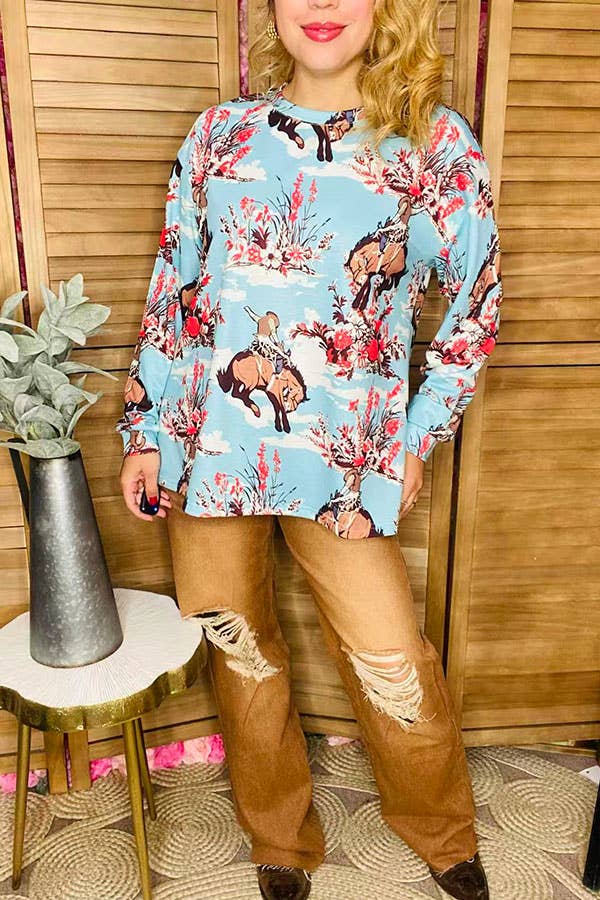 luluclothes - Wholesale Tunic - Women's - Wild west horse riding long sleeve women blouse XCH165974