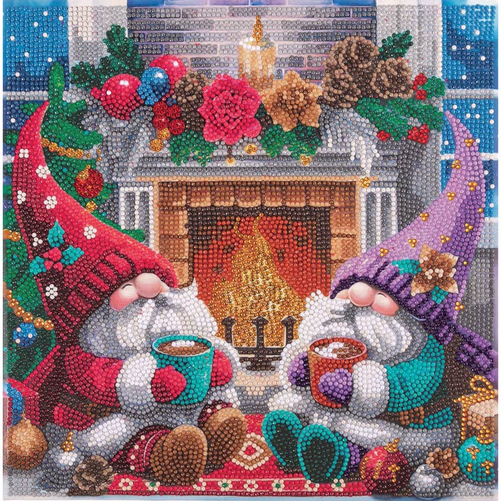 Medium (11.8" x 11.8") Crystal Art Kit - Fireside Cheer for wholesale by Outset Games and Cobble Hill Puzzles