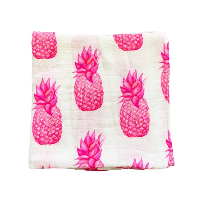 Pink Pineapple Muslin Swaddle for wholesale by Florida Kid Co.