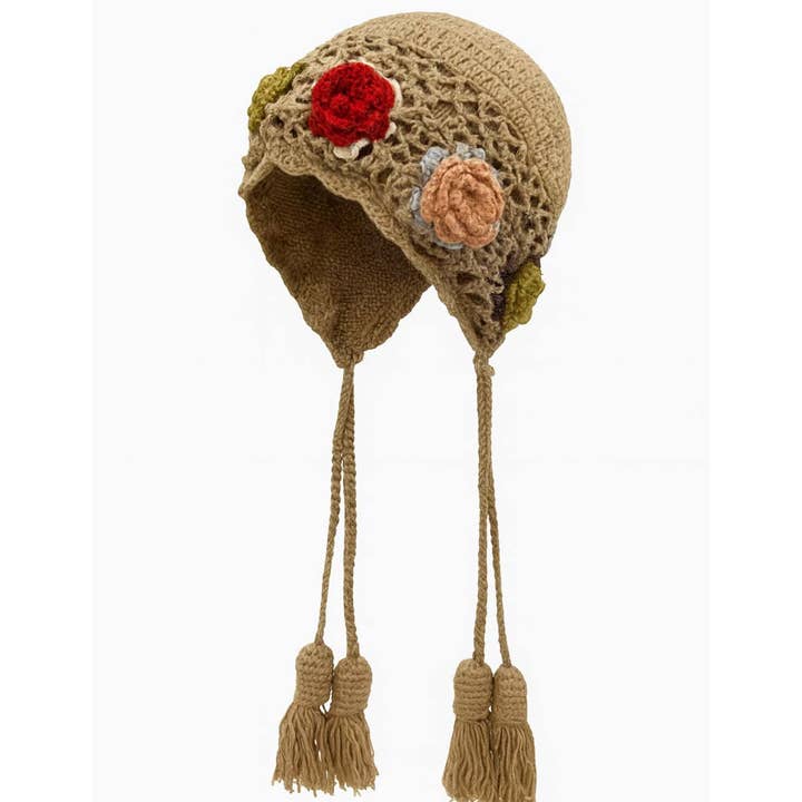 Sweetkama - Wholesale Beanie - Women's - Ladies 3D Floral Crochet Knit Hollow Out Tassel Hat3