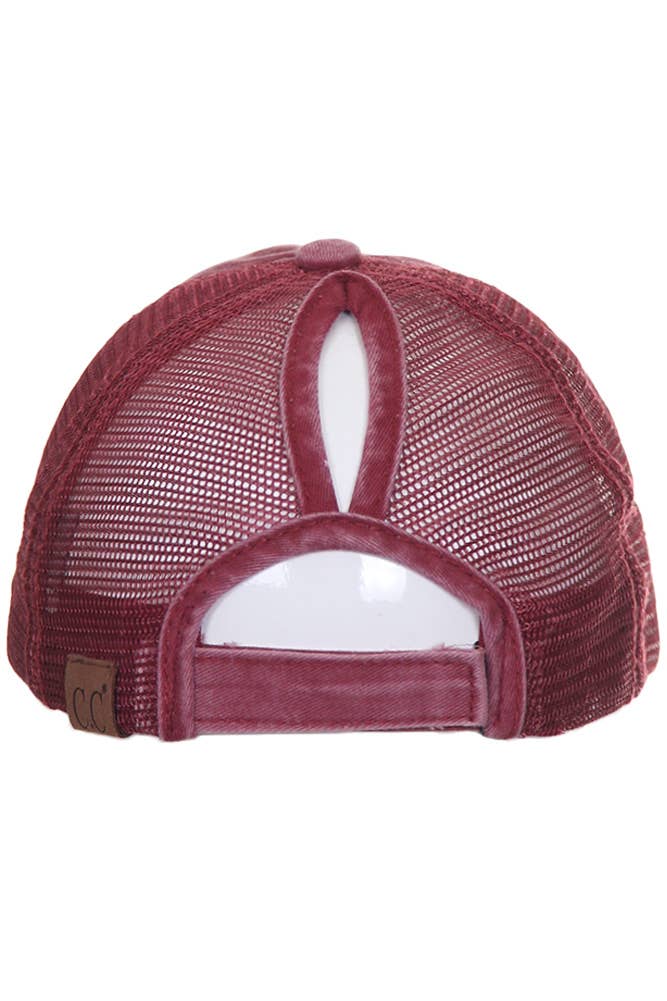 Hana - Wholesale Ponytail Cap - Women's - CC Distressed Ponytail Messy Bun Cap16