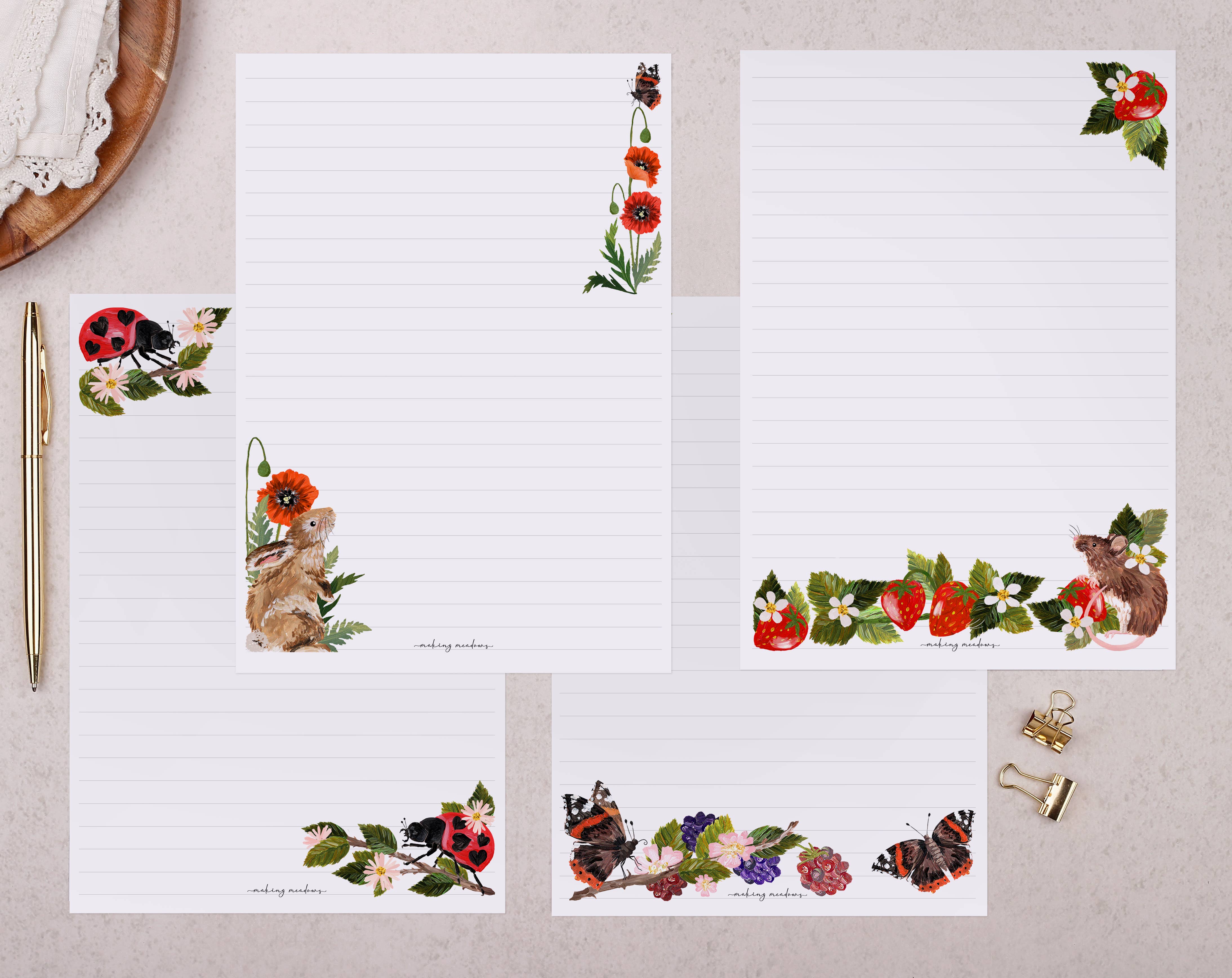 Making Meadows Ltd – wholesale Stationery/notecard set – Letter Writing Paper Set  | A5 Flower & Rabbit  Gift Box1