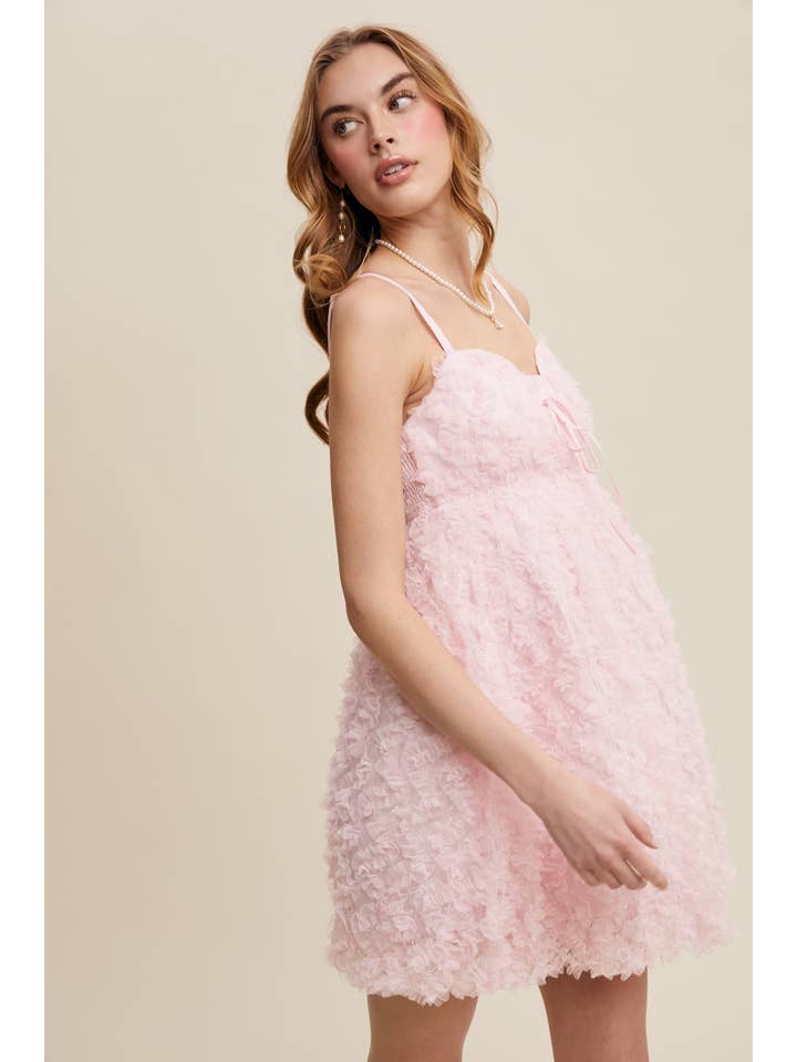 Listicle - Wholesale Dress - Women's - Fluffy Mesh Lace Layered Mini Dress30