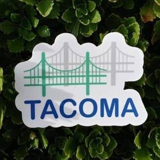 Tacoma Narrows Bridge 3" x 2.6" Sticker for wholesale by Nessa Lauraine