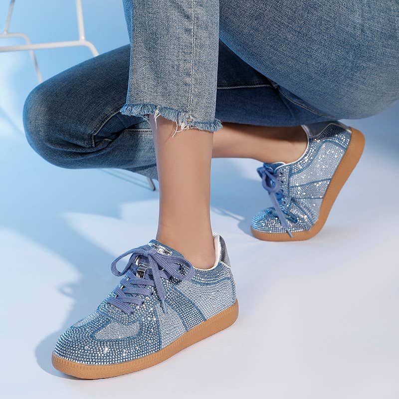 LAV-iSH/AIDANGUS PTY LTD - Wholesale Lifestyle trainers – Women′s - Denim Bedazzle Velvet Sneaker1