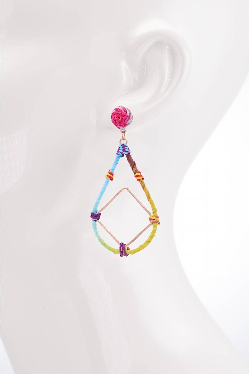 Urbanista Outlet - Vente Boucles d'oreilles pendantes - Boucles d'oreilles Raffia Open Leardrop avec Dia Drop19