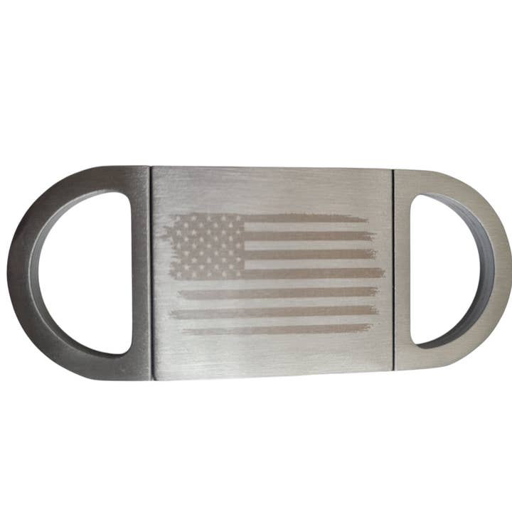 US Flag Stainless Steel Perfect Cigar Cutter for wholesale by Megical Basket
