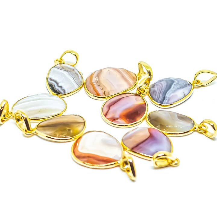 Quasar Gems USA - Wholesale Pendant/charm necklace - Agate Sterling Silver 18K Micron Abstract Pendant Necklaces1