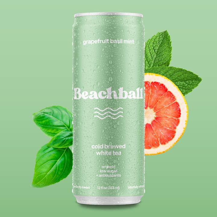 Sail Away Coffee Co. - Wholesale Iced Tea - BEACHBALL Organic Iced Tea Can - Grapefruit Basil Mint