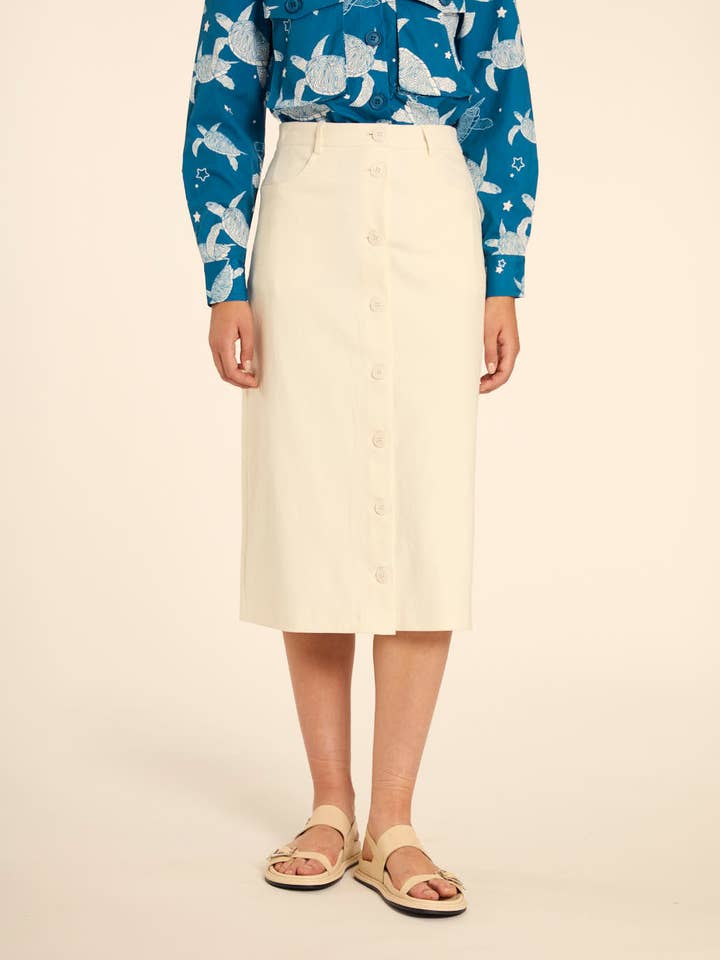 MIDI FALDA BOTONES CREMA para venta al por mayor de Pepaloves