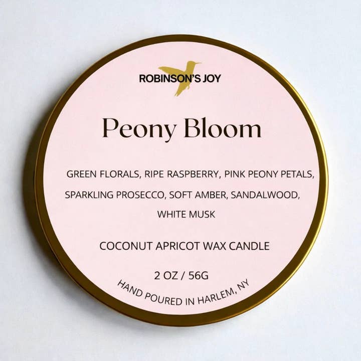 ROBINSON'S JOY - Wholesale Travel Candles - Peony Blossom 2oz Travel Candle - Spring 20263