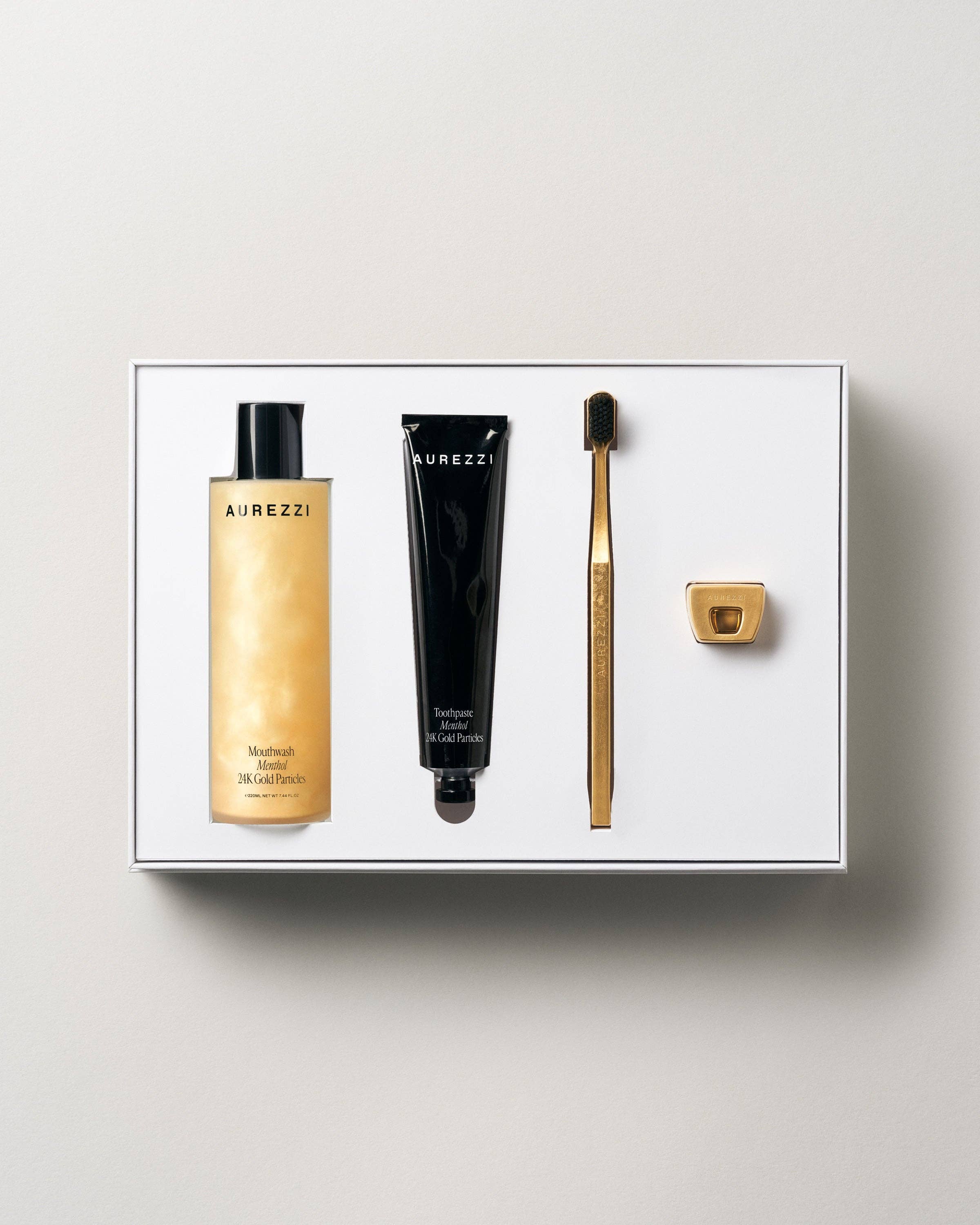 Aurezzi – Pasta dentífrica por atacado – Caixa de Presente Dourada e Preta2