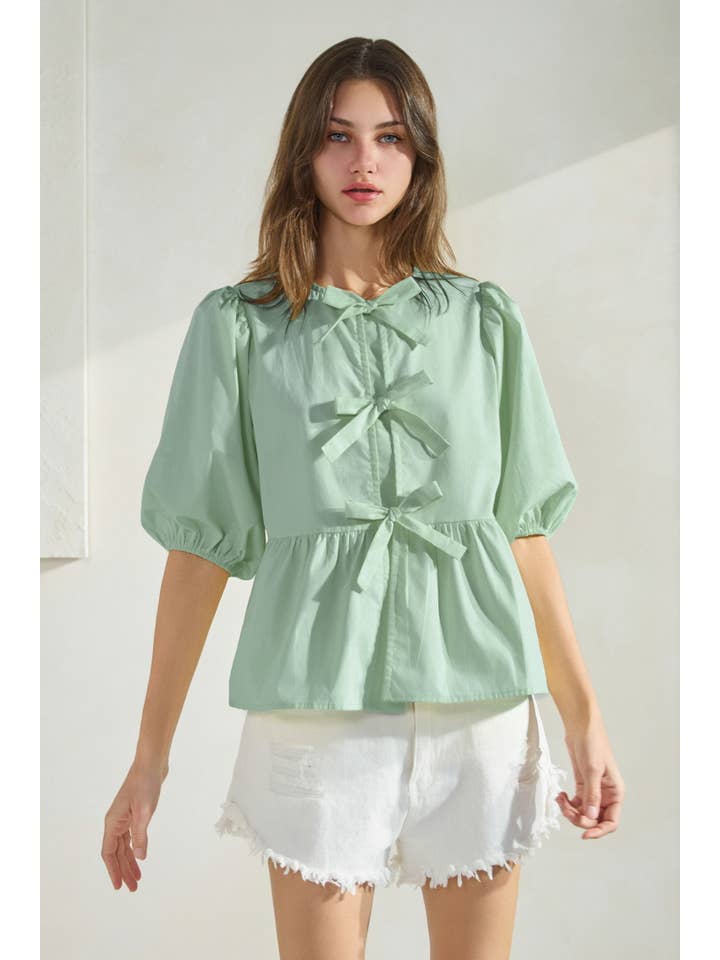 Oddi - Wholesale Blouse - Women's - Solid Cotton Poplin Front Tie Ribbon Blouse10
