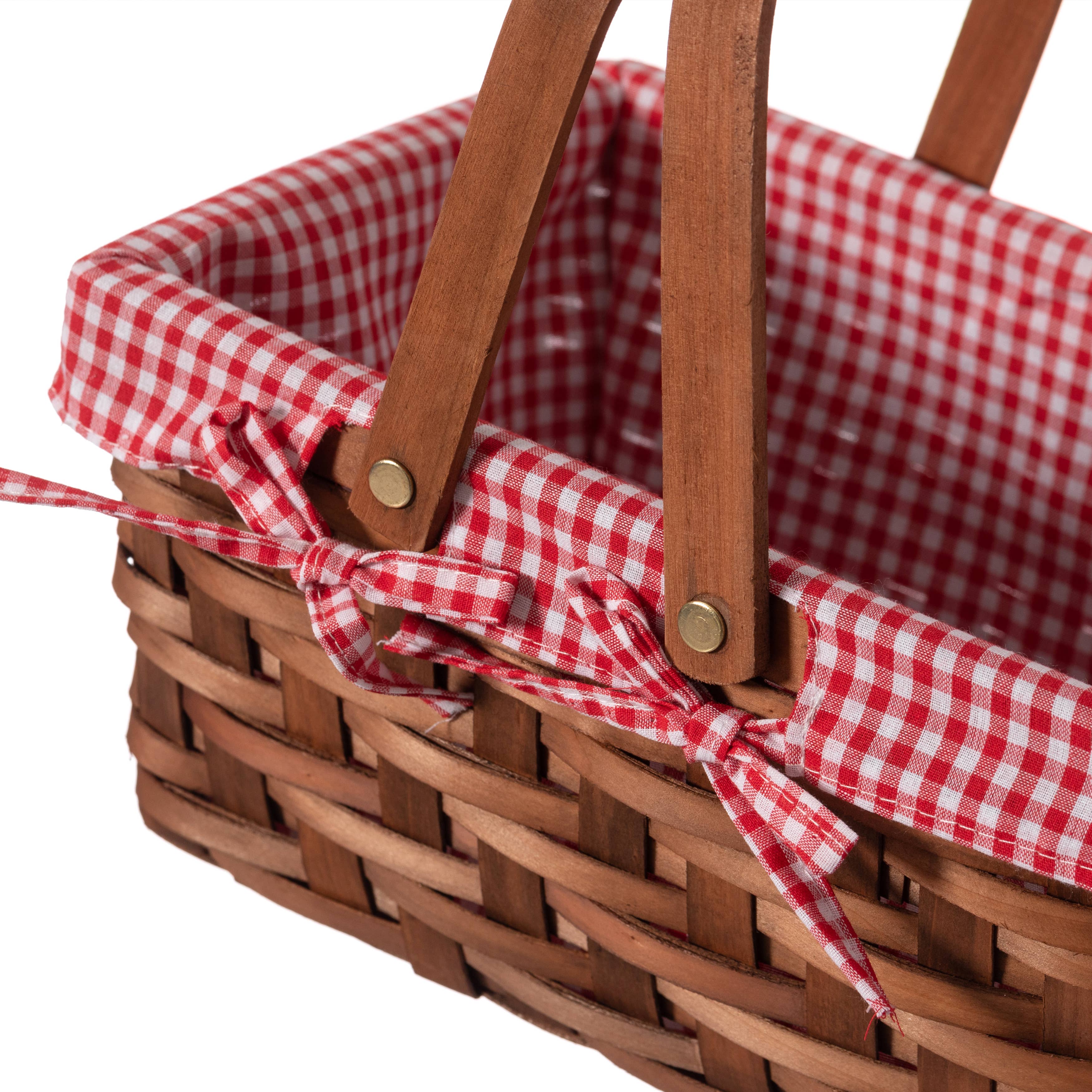 Quickway Imports - Wholesale Picnic Basket - Small Rectangular Picnic Basket Lined with Gingham Lining6