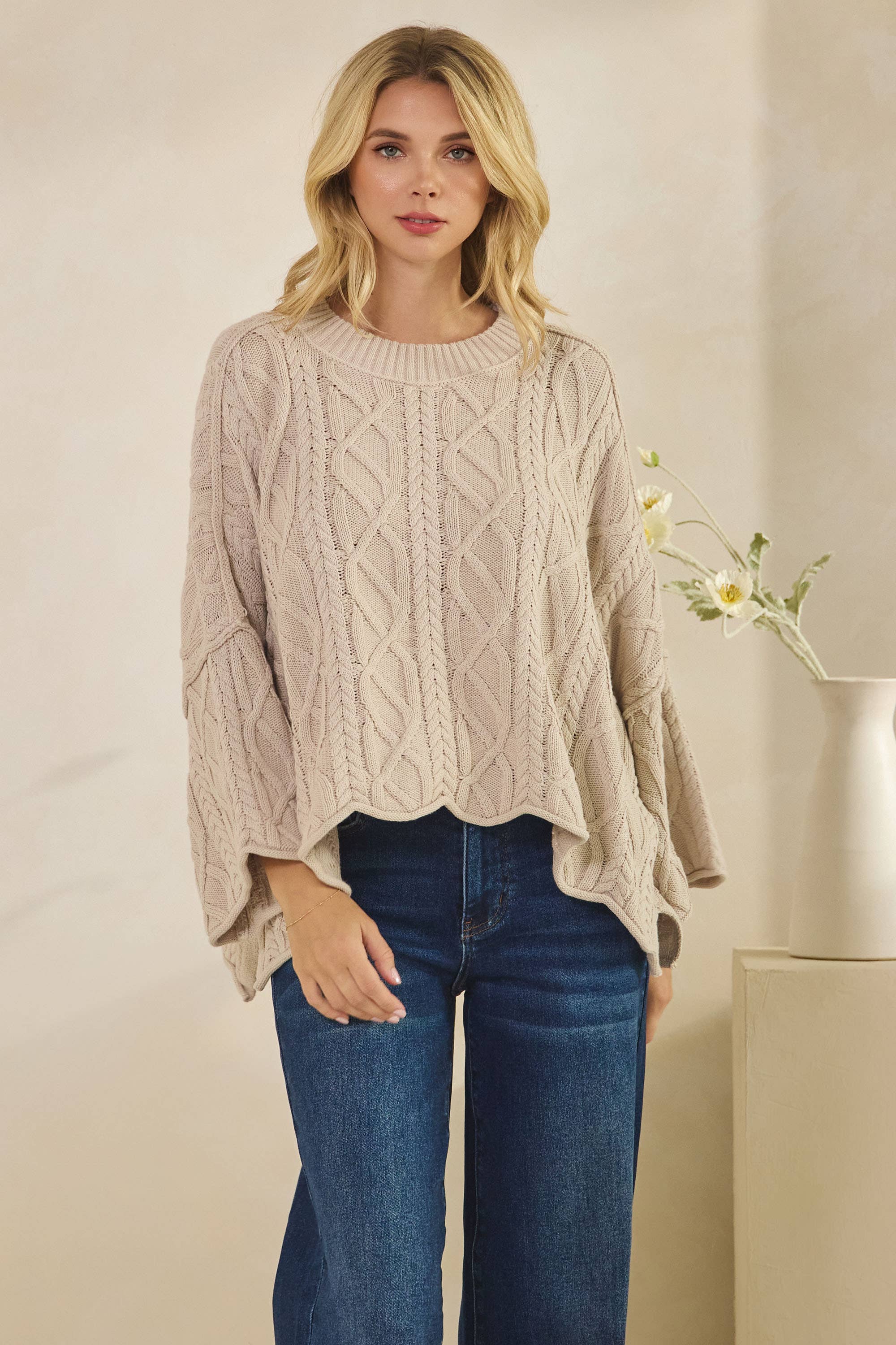 Tres Bien, Inc - Wholesale Knit Sweater - Women's - IT-10101-knitted sailors knot round neck l/s sweater11