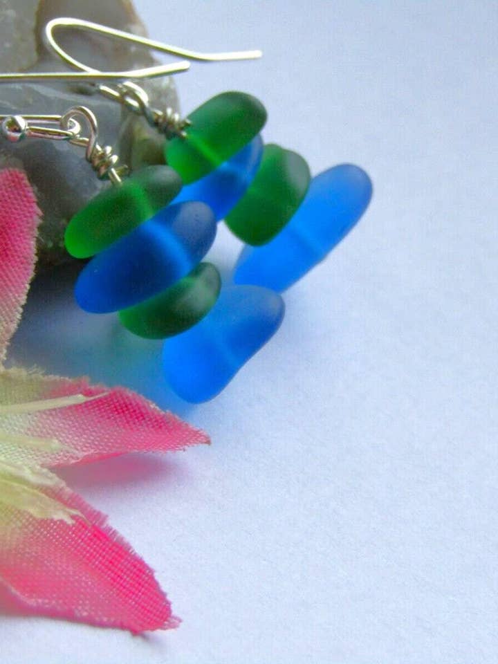 Øreringe i stablet havglas af sterlingsølv #2 for engroshandel hos Bad Apple Designs