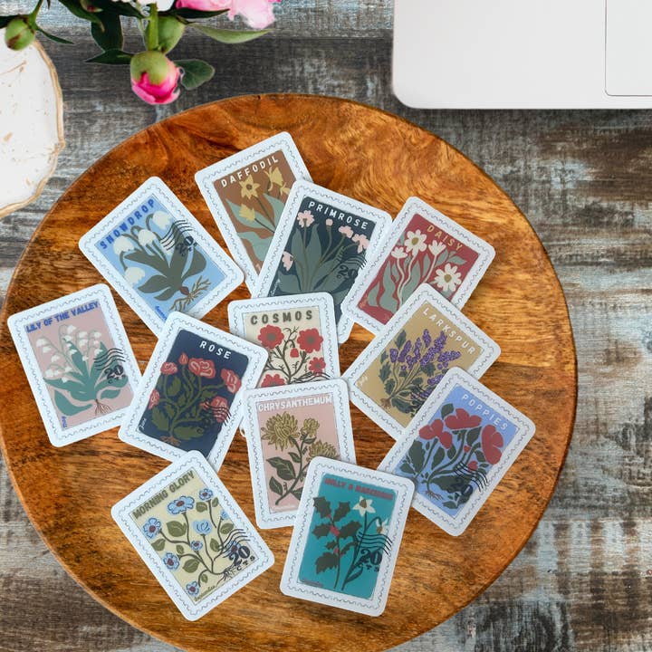 Birth Flower Vinyl Sticker Pick Your Month for wholesale by Serenata Paper Co