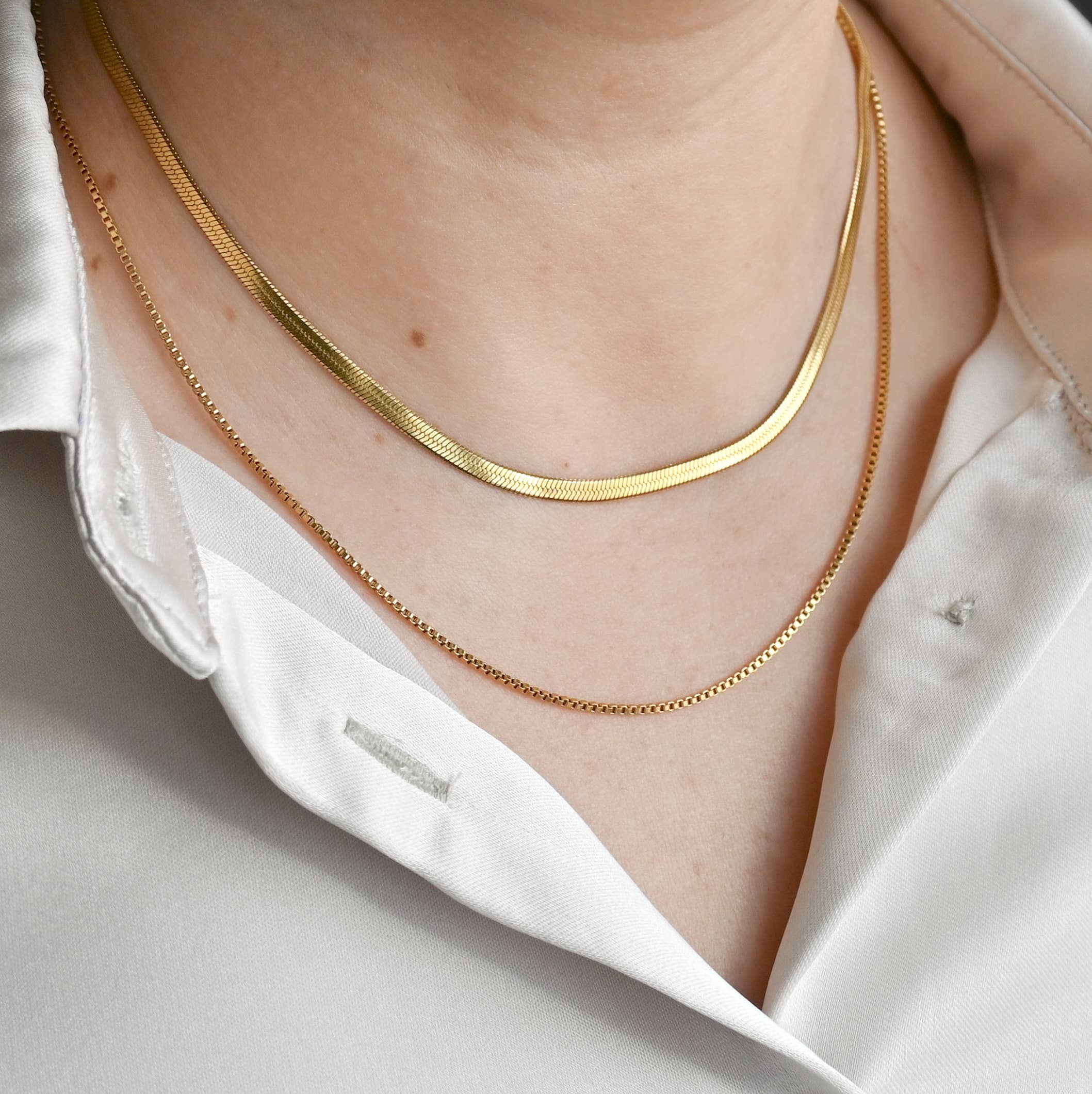 Blueyejewelry – Großhandel Gliederhalskette – Mehrlagige Halskette mit Fischgrätmuster — Boxketten-Set6