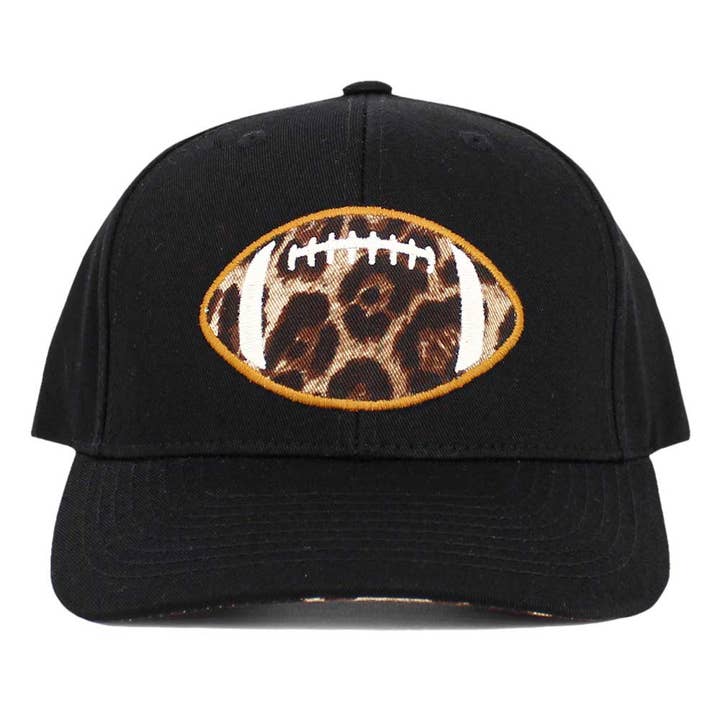 Casquette de baseball avant en forme de ballon de football léopard pour la vente par Madeline Love