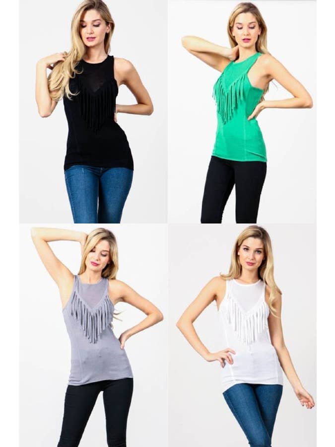 Hesperus - Wholesale Knit Top - Women's - TEXTURED TOP WITH FRINGE18