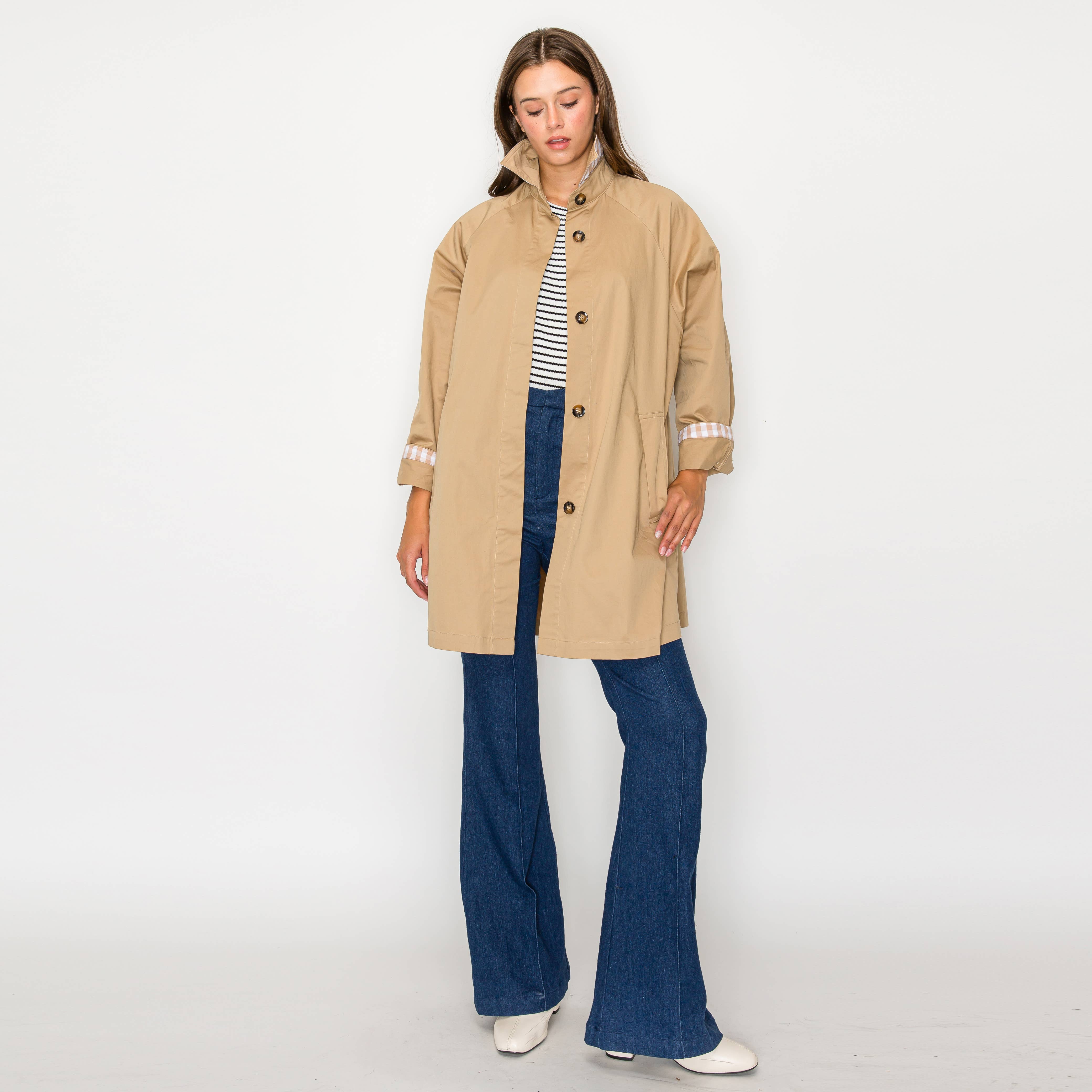LoveWednesday – Blusão - Mulher por atacado – Trench coat francês oversized - LWJ11122